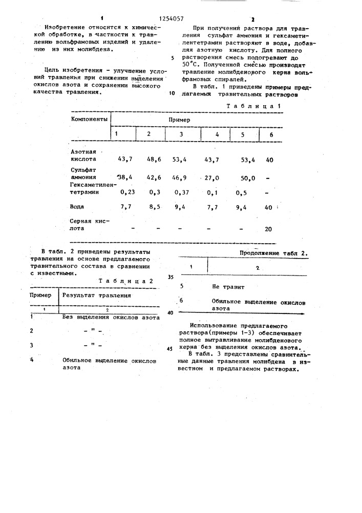 Раствор для травления молибдена (патент 1254057)