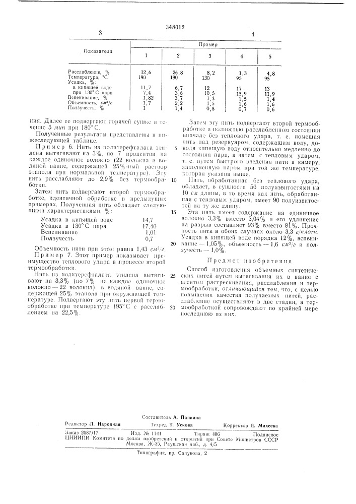 Способ изготовления объеу\1ных синтетическихнитей (патент 348012)