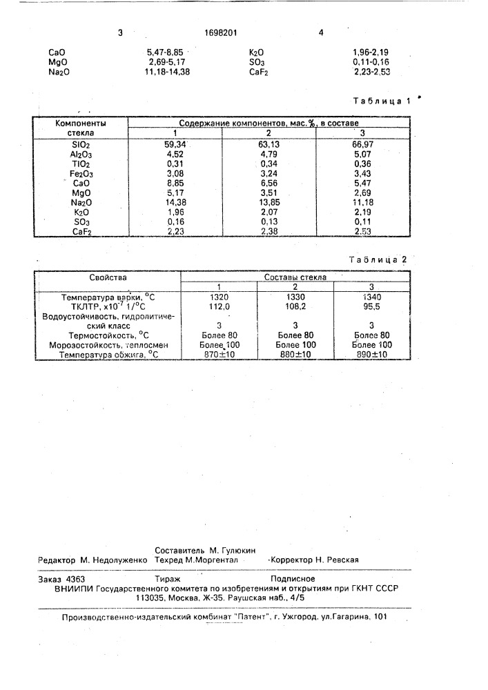 Стекло (патент 1698201)