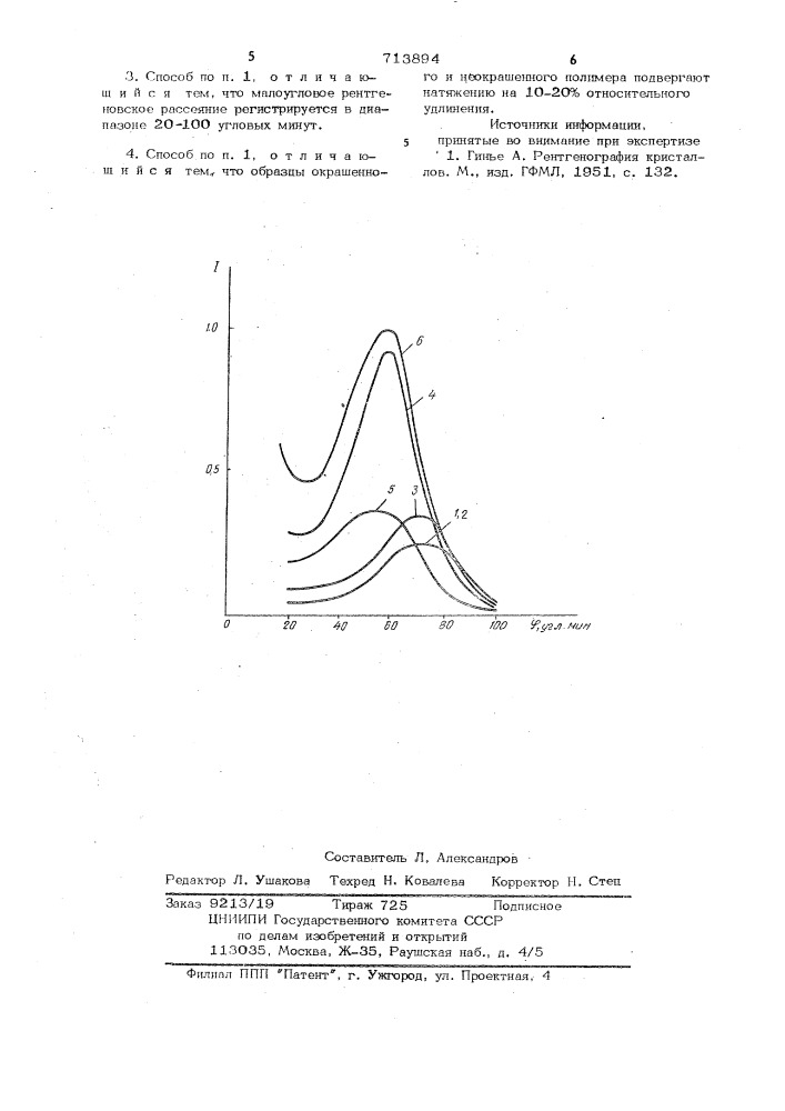 Способ рентгено-структурного анализа окрашенного полимера (патент 713894)