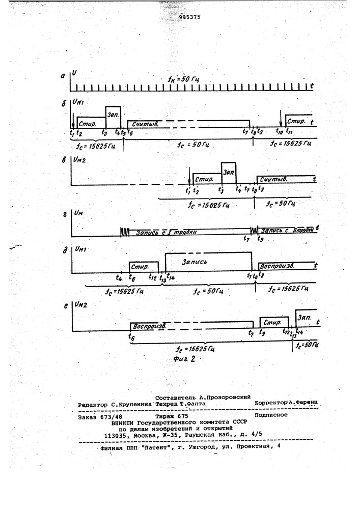 Система магнитной записи и воспроизведения телевизионных сигналов (патент 995375)