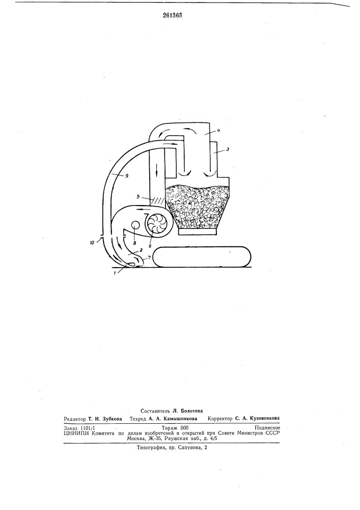 Пневматической торфоуборочной машине (патент 261365)
