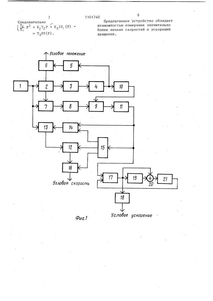 Датчик углового положения,скорости и ускорения вращения вала (патент 1101740)