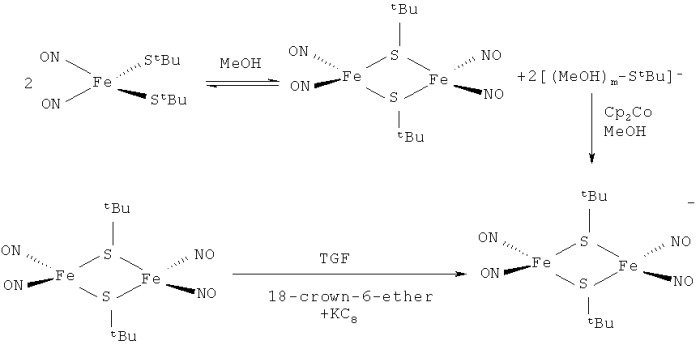 Моноядерные динитрозильные комплексы железа, способ получения моноядерных динитрозильных комплексов железа, донор монооксида азота, применение моноядерного динитрозильного комплекса железа в качестве противоопухолевого лекарственного средства (патент 2494104)