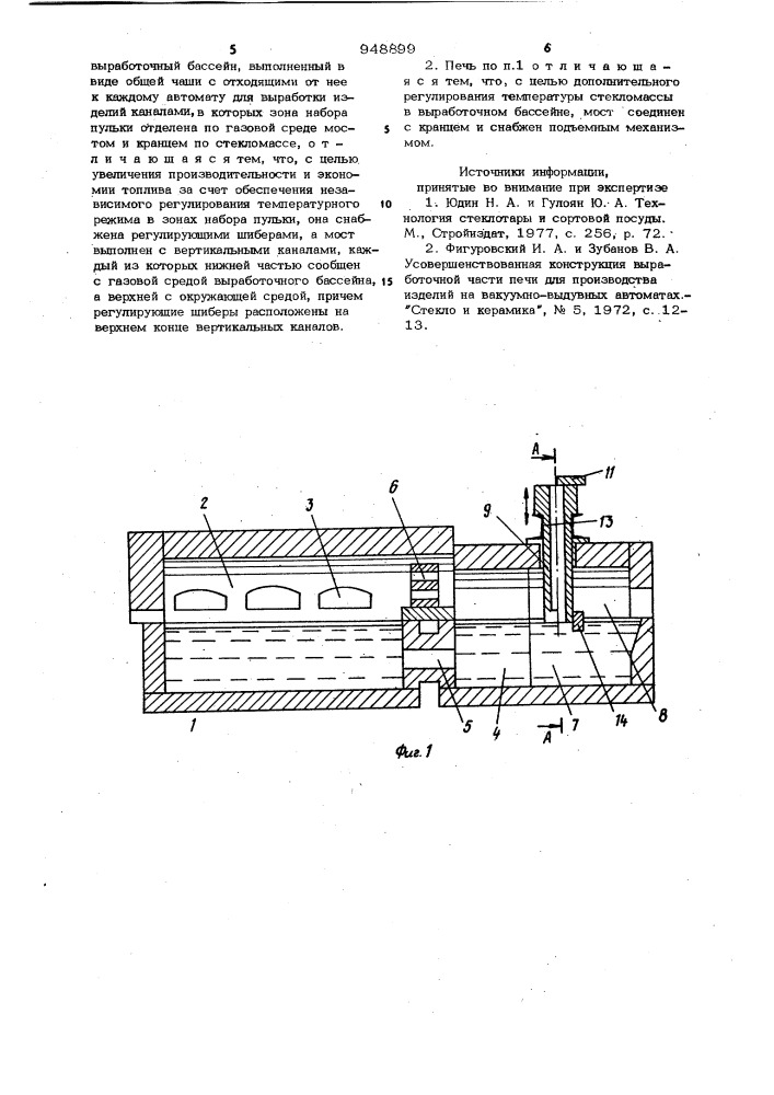 Стекловаренная печь (патент 948899)