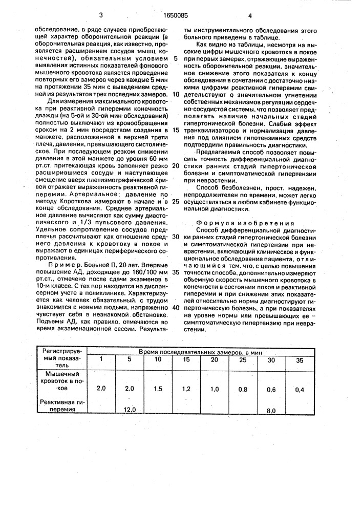 Способ дифференциальной диагностики ранних стадий гипертонической болезни и симптоматической гипертензии при неврастении (патент 1650085)