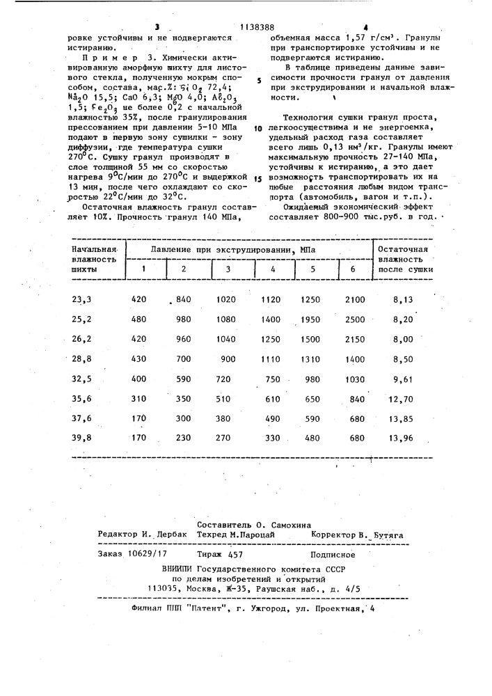 Способ сушки гранул из активированной шихты (патент 1138388)