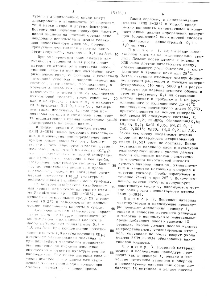 Штамм бактерий рsеudомоnаs sp., используемый в качестве тест-культуры для определения никотиновой кислоты (патент 1535893)