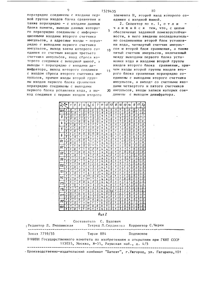 Селектор импульсных последовательностей (патент 1529435)