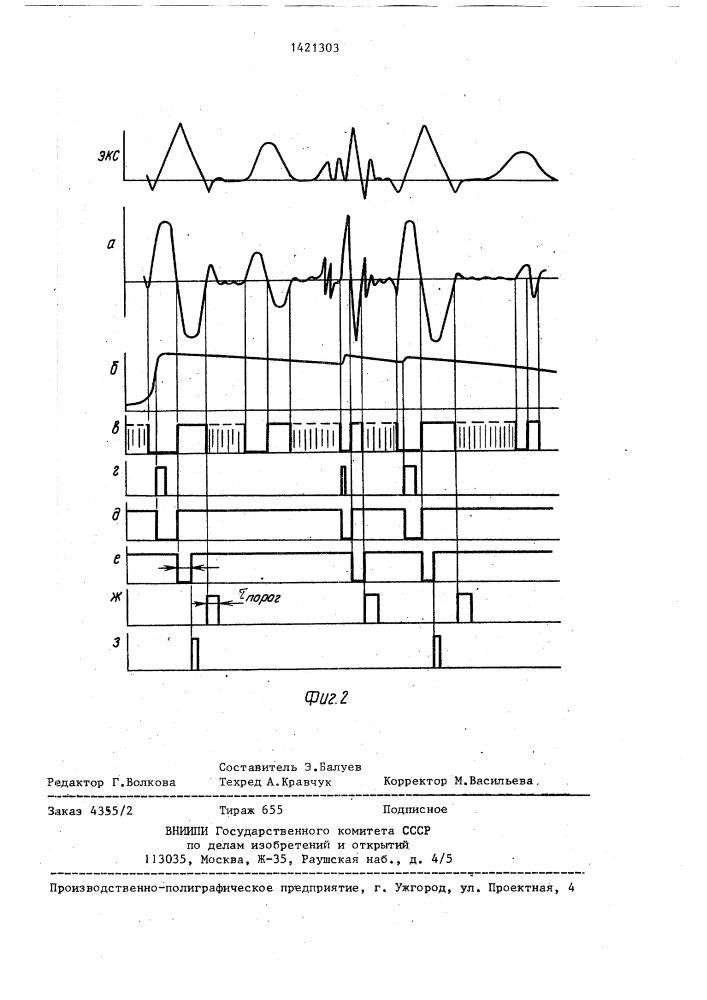 Устройство для выделения qrs - комплексов электрокардиосигнала (патент 1421303)