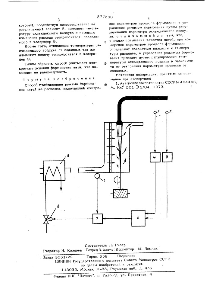 Способ стабилизации формования нитей из расплава (патент 577260)