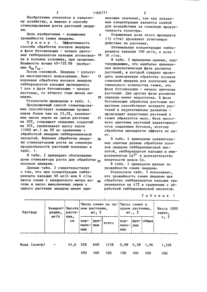 Способ стимулирования роста растений люцерны (патент 1166771)