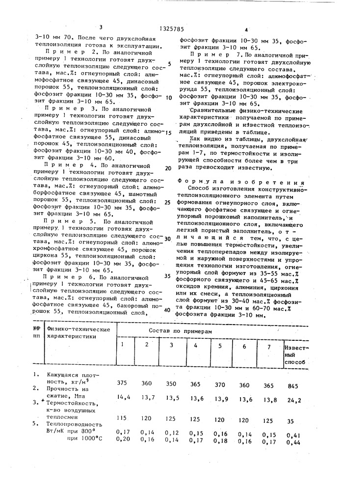 Способ изготовления конструктивно-теплоизоляционного элемента (патент 1325785)