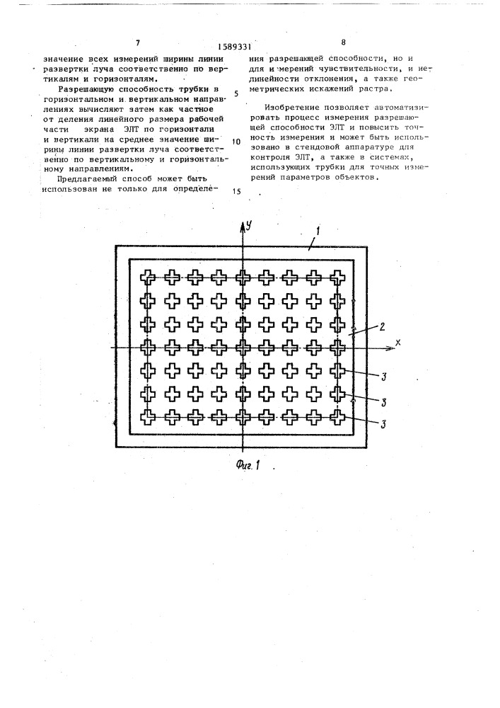 Способ измерения разрешающей способности электронно-лучевой трубки (патент 1589331)