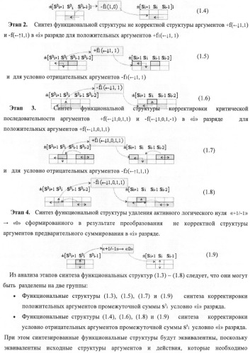 Функциональная структура корректировки аргументов промежуточной суммы &#177;[s3i] параллельного сумматора в позиционно-знаковых кодах f(+/-) (патент 2378681)