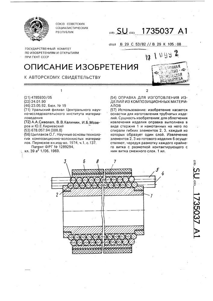 Оправка для изготовления изделий из композиционных материалов (патент 1735037)