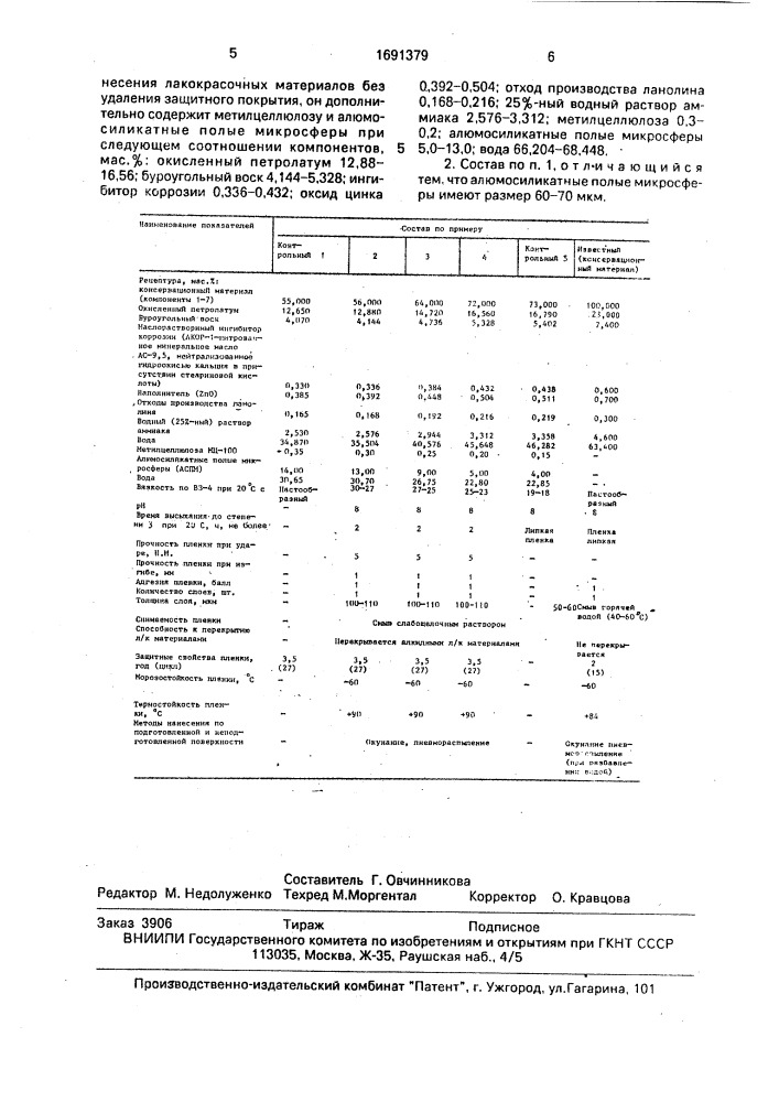 Состав для защитного покрытия (патент 1691379)