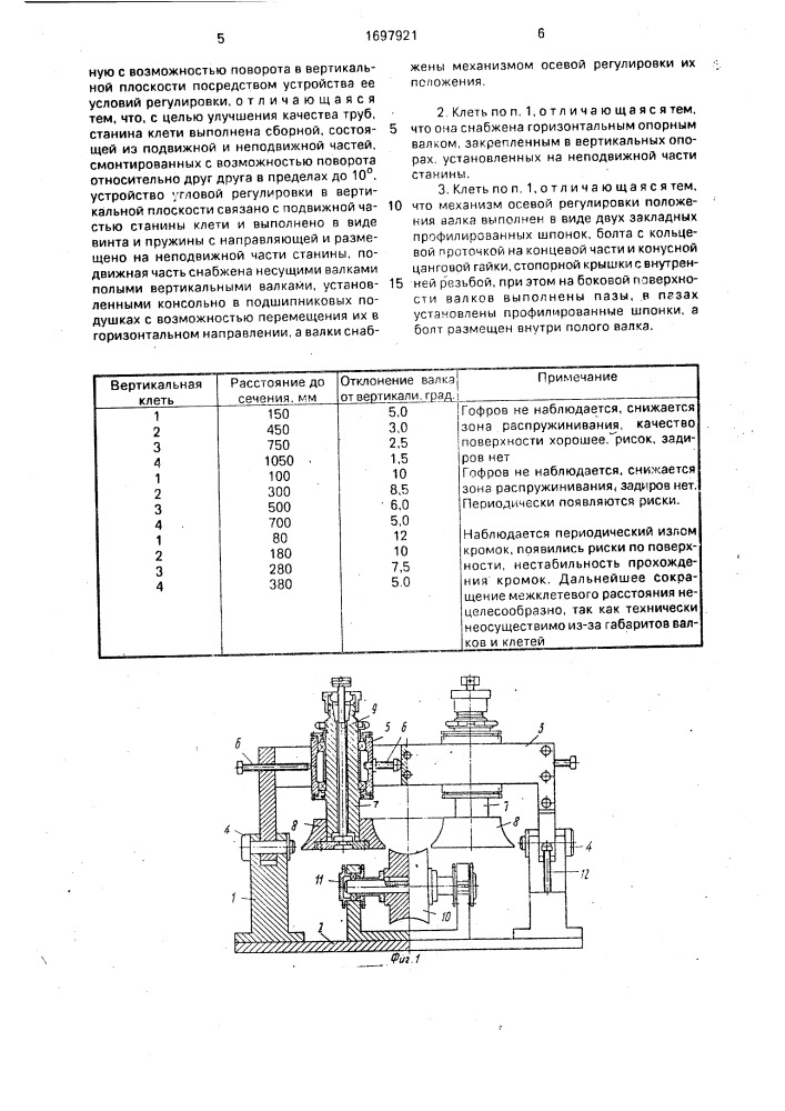 Вертикальная формовочная клеть трубоформовочного стана (патент 1697921)