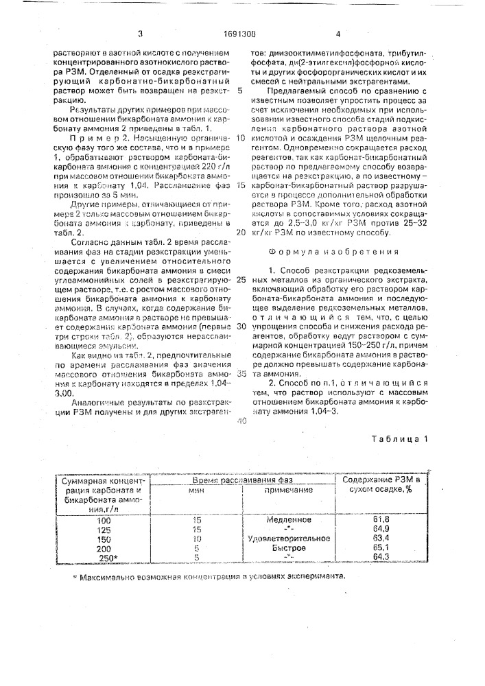 Способ реэкстракции редкоземельных металлов (патент 1691308)