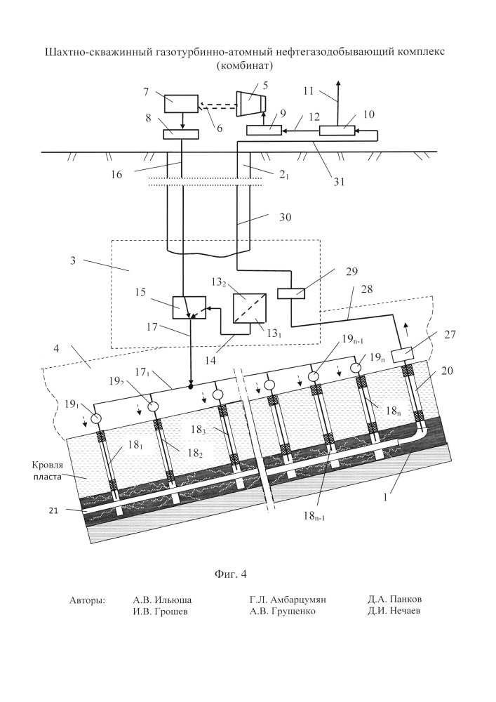 Шахтно-скважинный газотурбинно-атомный нефтегазодобывающий комплекс (комбинат) (патент 2652909)