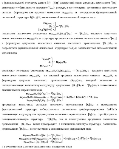 Способ логико-динамического процесса формирования информационных аналоговых сигналов частичных произведений аргументов сомножителей &#177;[ni] и &#177;[mj] - &quot;дополнительный код&quot; усеченной пирамидальной структуры умножителя f ( ) для последующего накапливающего суммирования в сумматоре &#177;f1( ) и функциональная структура для его реализации (варианты русской логики) (патент 2475813)