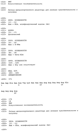 Применение меланокортинов для лечения чувствительности к инсулину (патент 2453328)