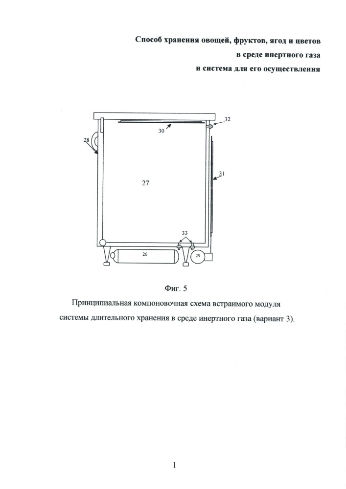 Способ хранения овощей, фруктов, ягод и цветов в среде инертного газа и система для его осуществления (варианты) (патент 2632865)