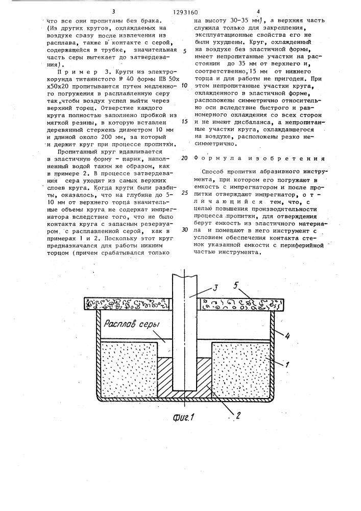 Способ пропитки абразивного инструмента (патент 1293160)