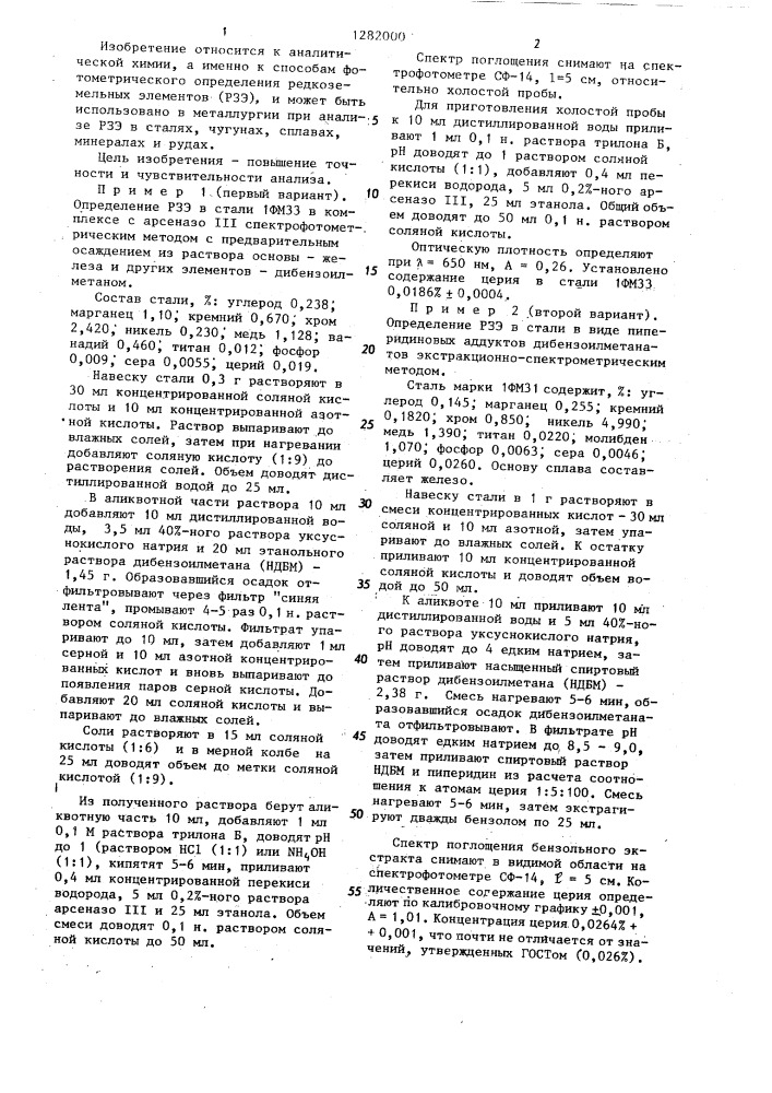 Способ определения редкоземельных элементов (патент 1282000)