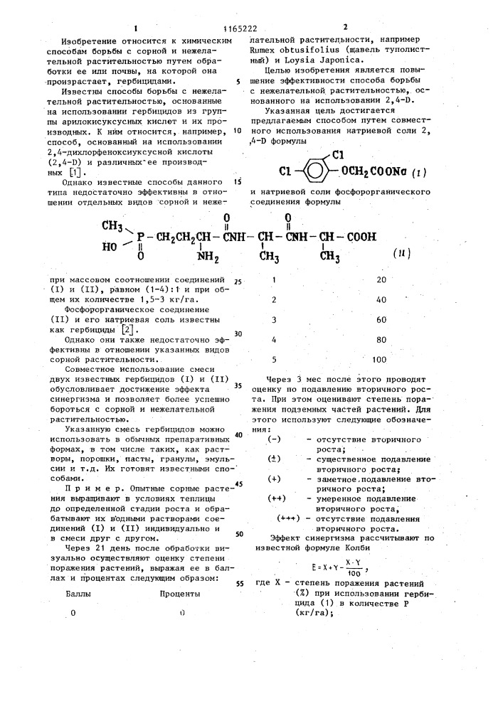 Способ борьбы с нежелательными растениями (патент 1165222)