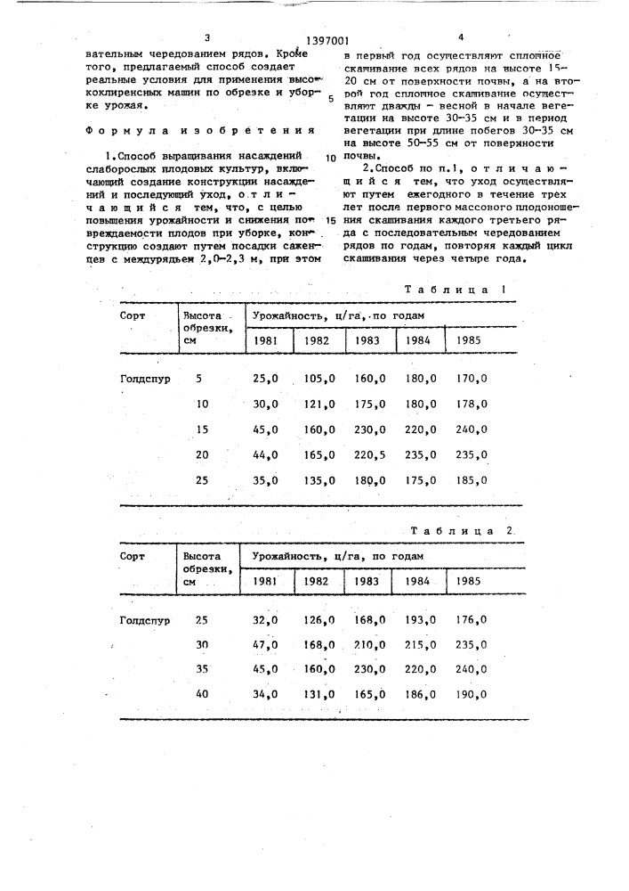 Способ выращивания насаждений слаборослых плодовых культур (патент 1397001)