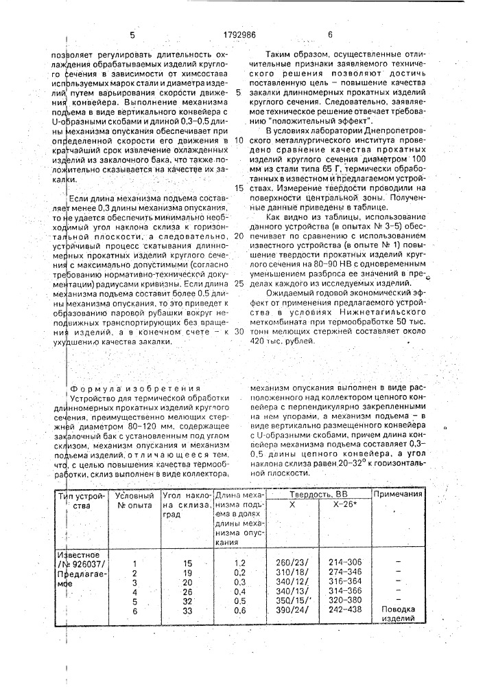 Устройство для термической обработки длинномерных прокатных изделий круглого сечения (патент 1792986)