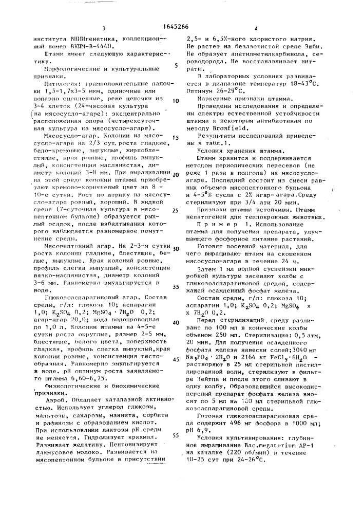 Штамм бактерий bacillus меgатеriuм для получения препарата, улучшающего фосфорное питание растений (патент 1645266)