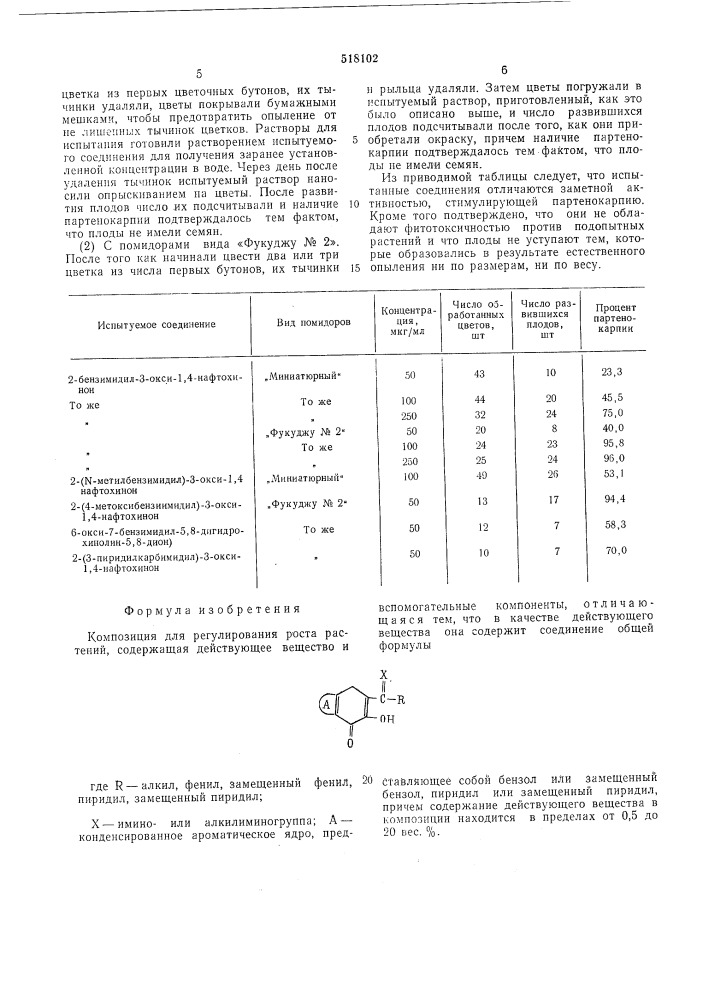 Композиция для регулирования роста растений (патент 518102)