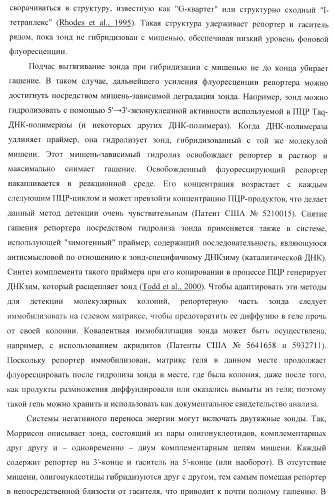 Бесконтактные способы обнаружения молекулярных колоний, наборы реагентов и устройство для их осуществления (патент 2394915)