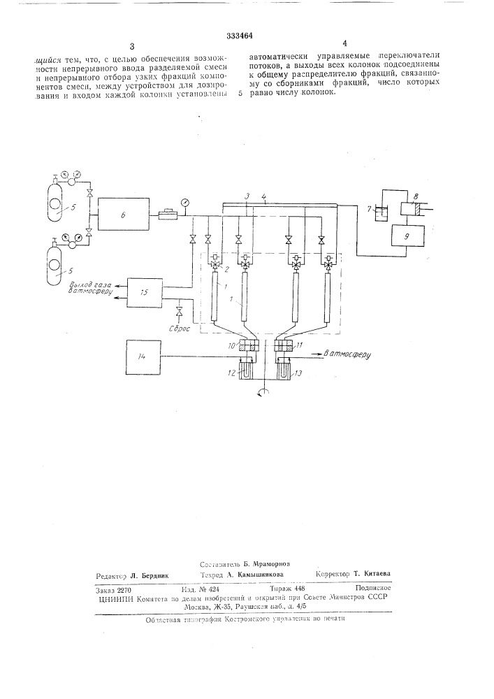 Препаративный газовый хроматограф (патент 333464)