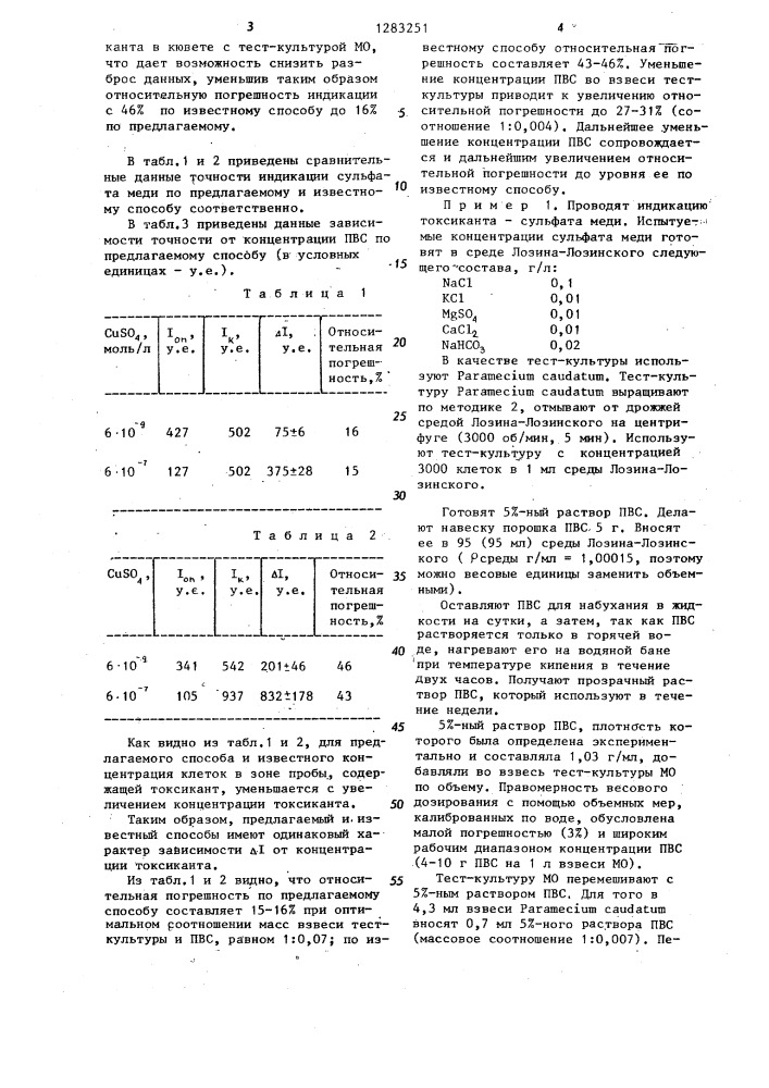 Способ индикации загрязнения объектов окружающей среды химическими веществами (патент 1283251)