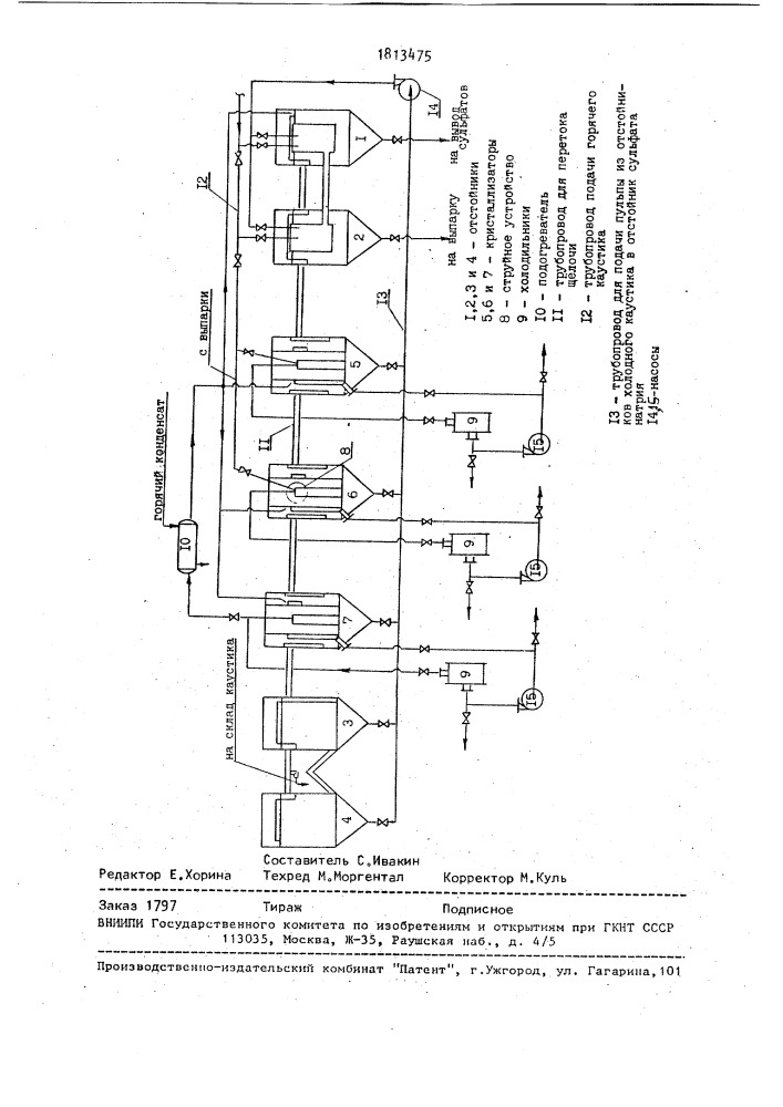 Установка для очистки раствора щелочи от сульфата и хлорида натрия охлаждением (патент 1813475)