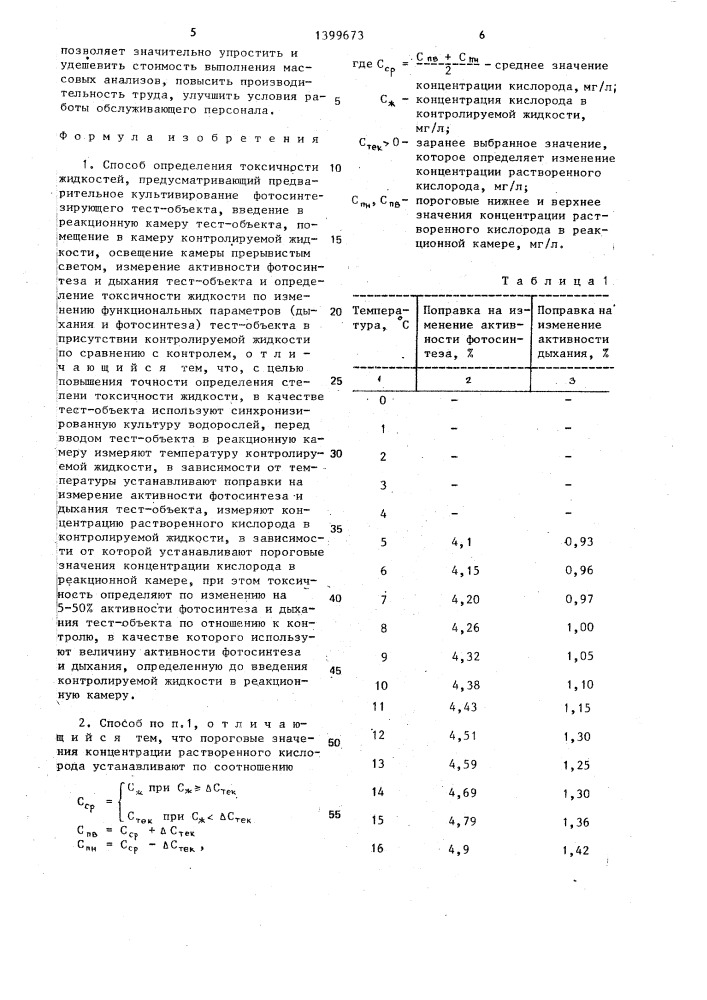 Способ определения токсичности жидкостей (патент 1399673)