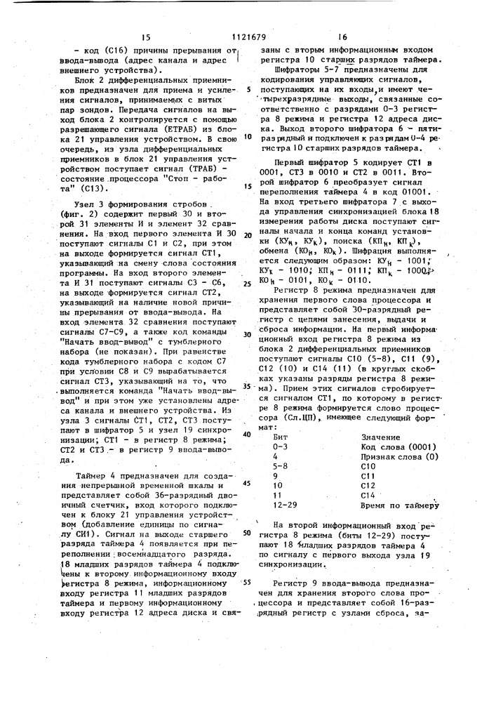 Устройство для сбора данных о работе эвм (патент 1121679)