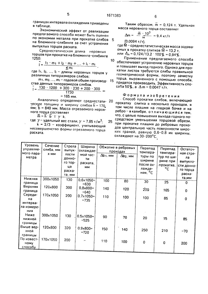 Способ прокатки слябов (патент 1671383)