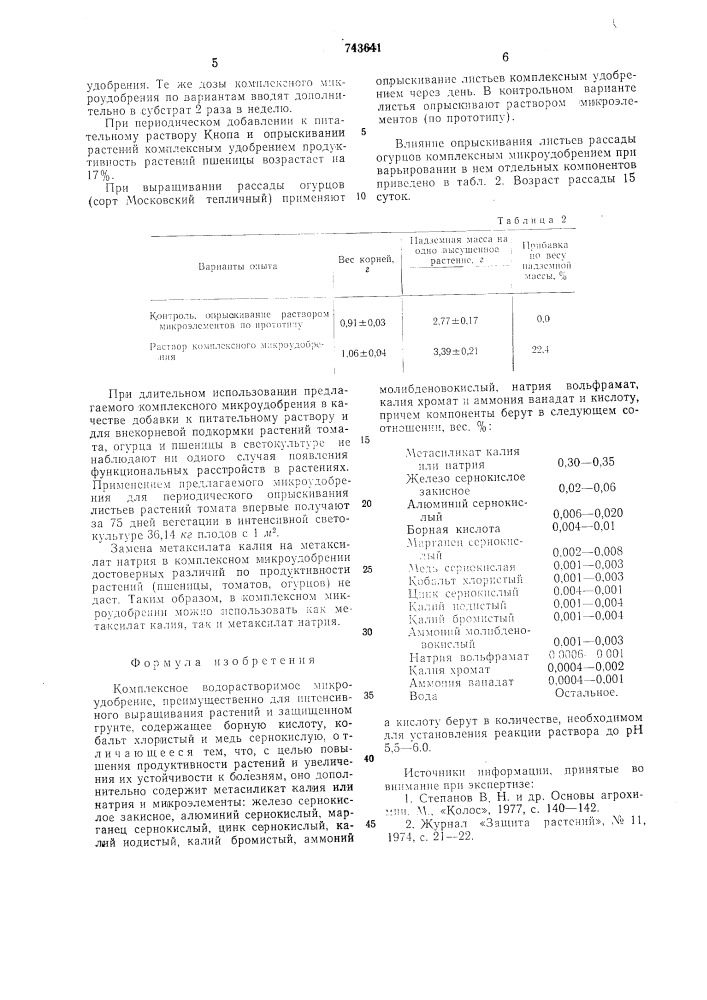Комплексное водорастворимое микроудобрение (патент 743641)
