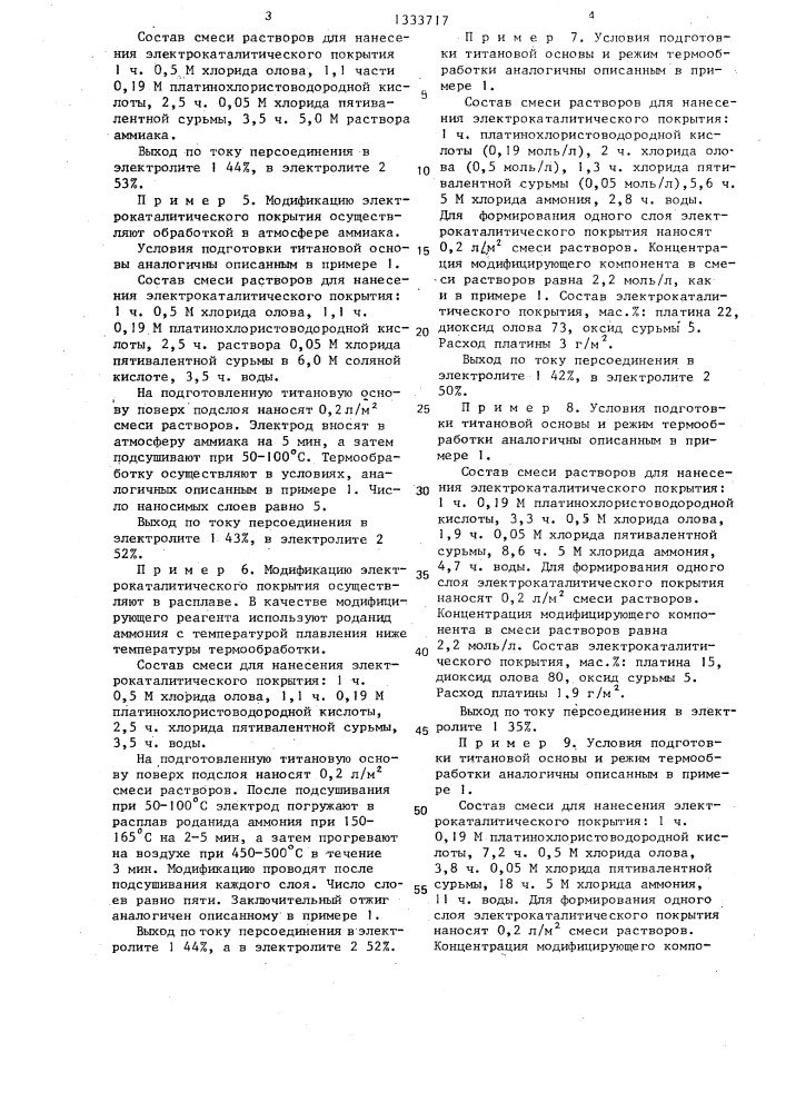 Электрод для электрохимических процессов и способ его изготовления (патент 1333717)