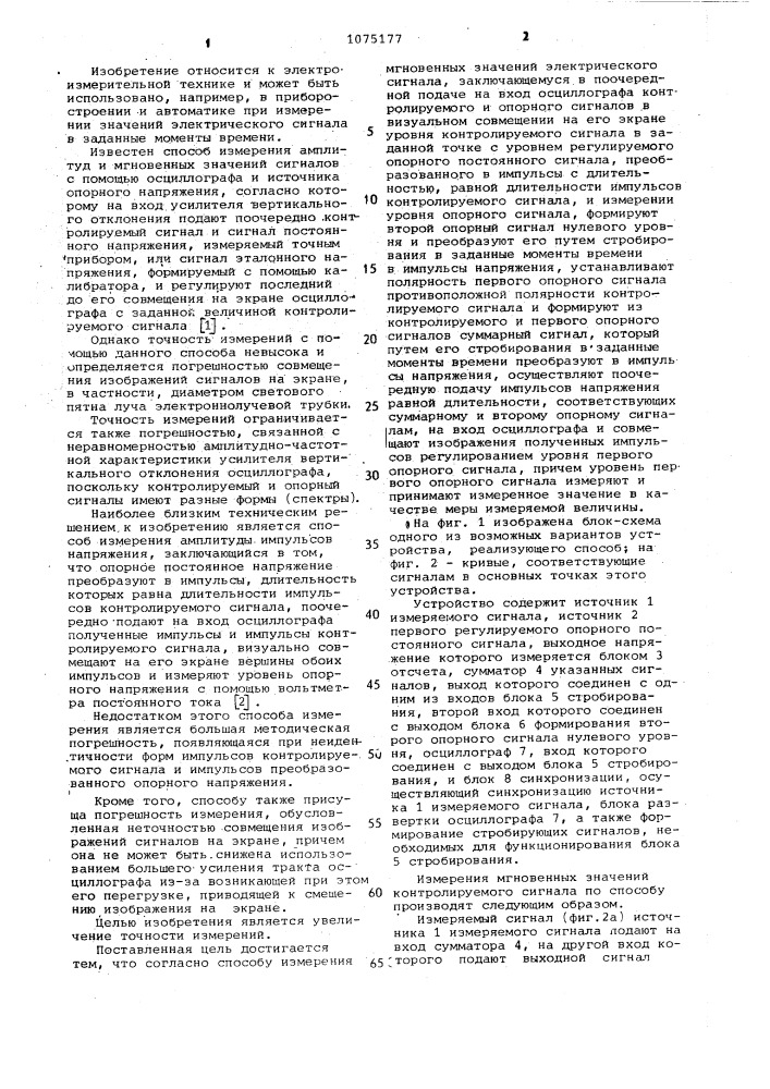 Способ измерения мгновенных значений электрического сигнала (патент 1075177)