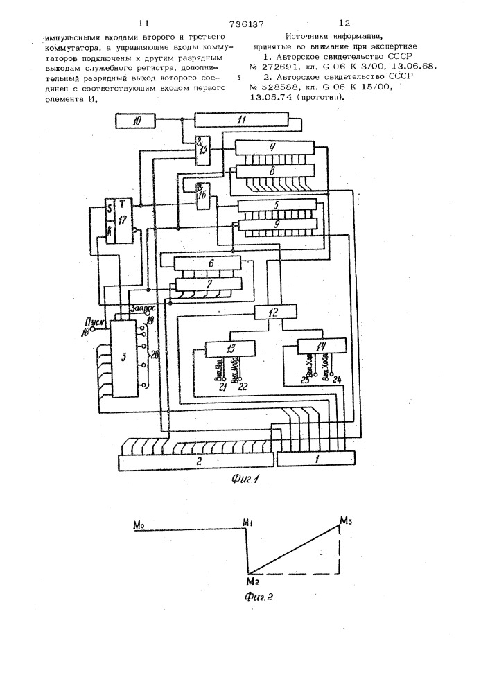 Интерполятор для шагового графопостроителя (патент 736137)