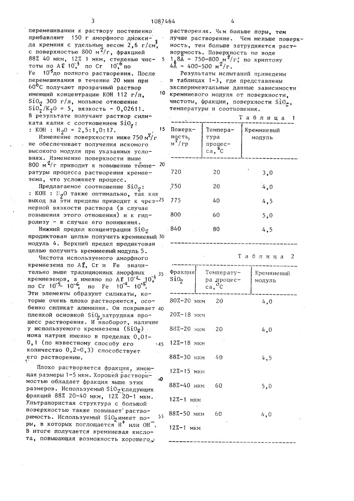 Способ получения раствора силиката калия (патент 1087464)