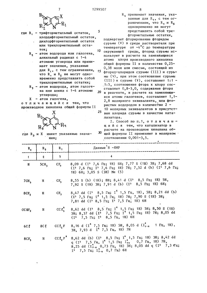 Способ получения производных фторметилхинолина (патент 1299507)