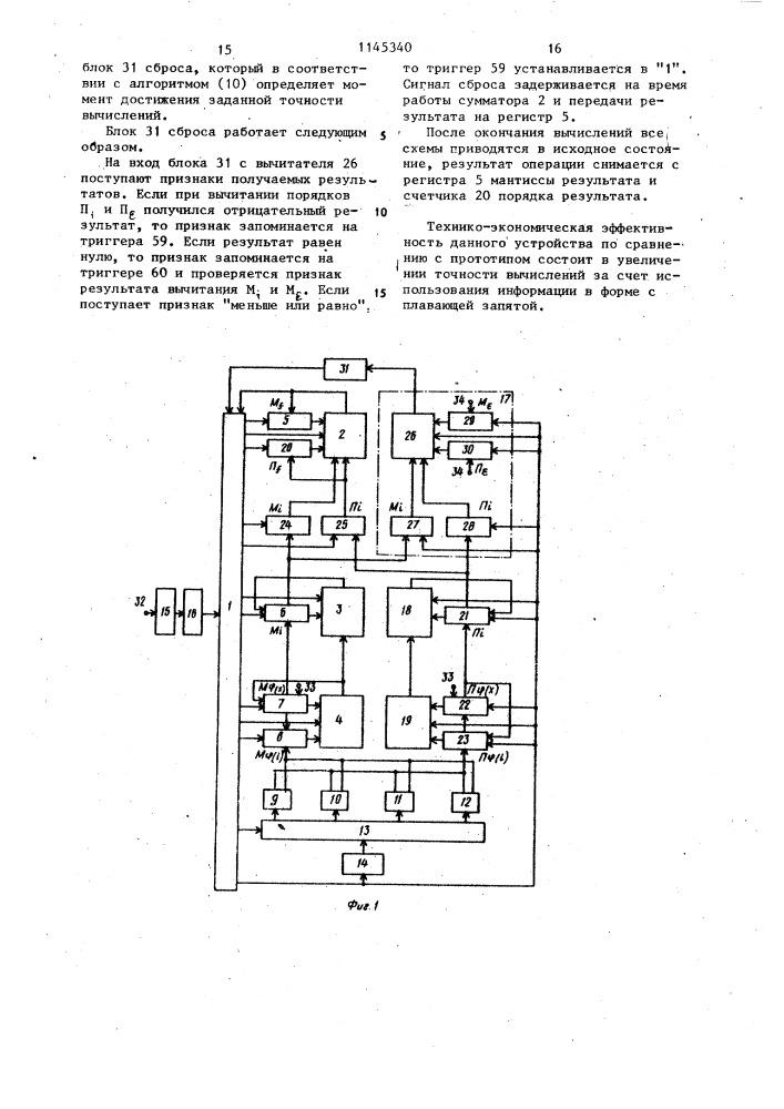 Устройство для вычисления элементарных функций (патент 1145340)