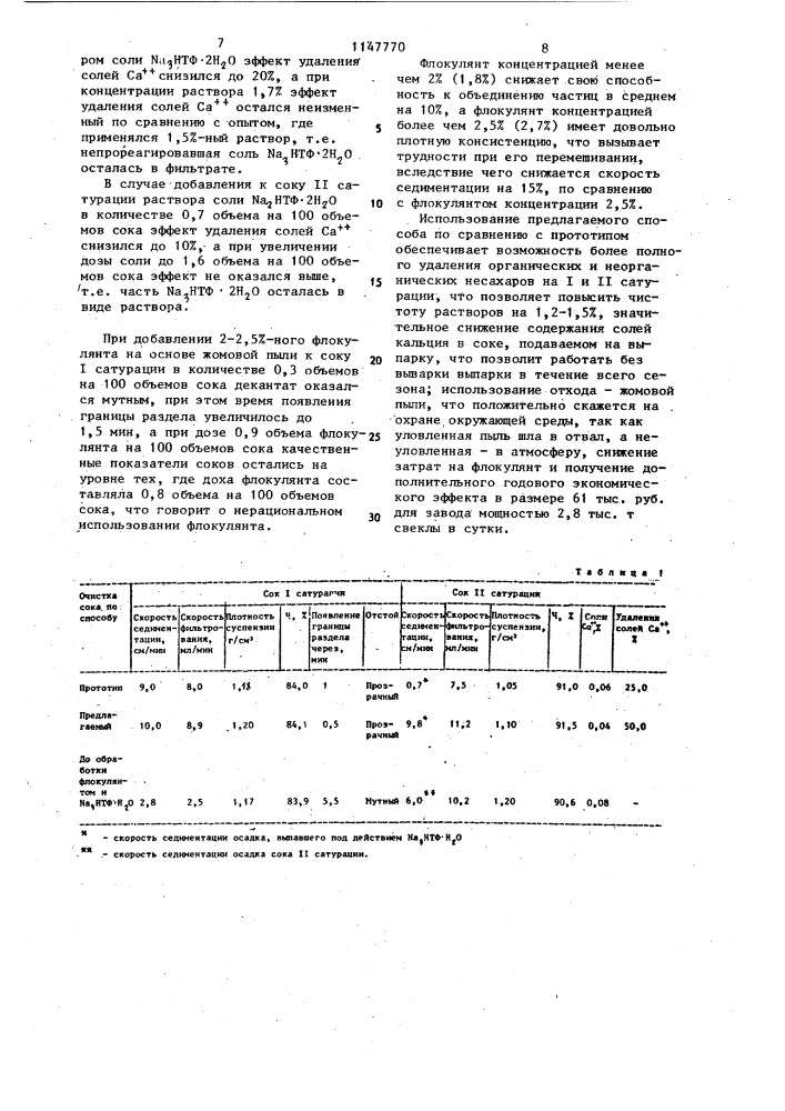 Способ очистки диффузионного сока (патент 1147770)