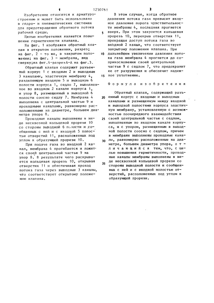 Обратный клапан (патент 1250761)